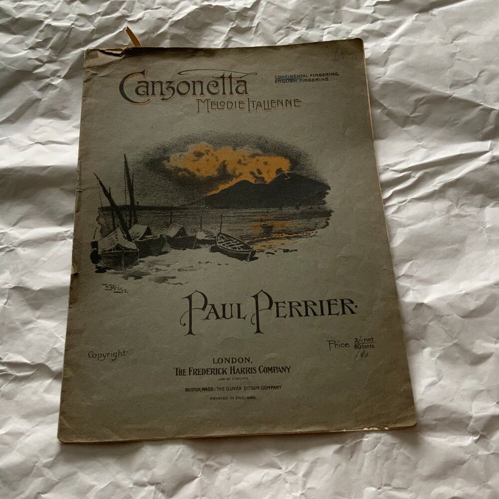 VINTAGE SHEET MUSIC - CANZONETTA MELODIE ITALIENNE PAUL PERRIER 1910